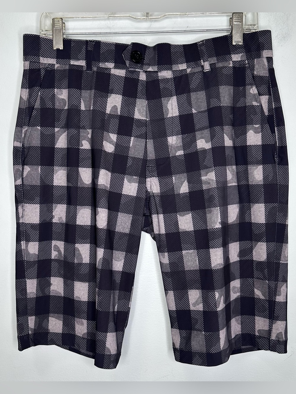 Greyson Men’s Montauk Gray Black Buffalo Camo Slim Fit Shorts 10” Inseam,
